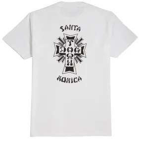 Dogtown Cross Logo Santa Monica T-Shirt - White/Black