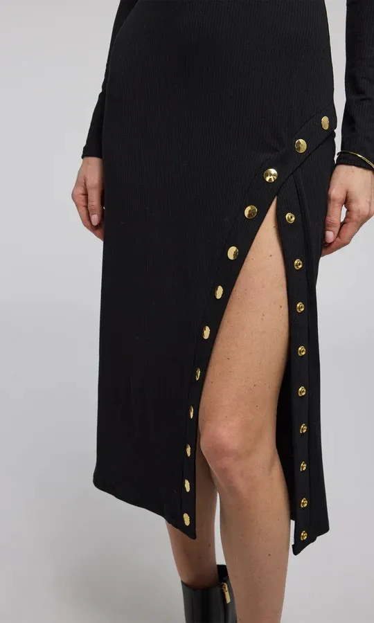 GEN Monique Rib Black Dress