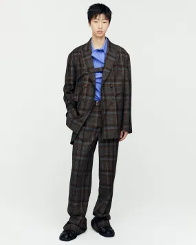 SOE CHECK WRAP TROUSERS apa753m(BROWN)
